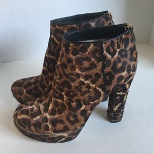 Michael Kors Leopard Print Calf Hair Ankle Boots